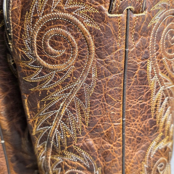 Justin Damiana Cowboy Western Boots Brown Distressed Leather Snip Toe Womens 8.5 - Picture 2 of 13